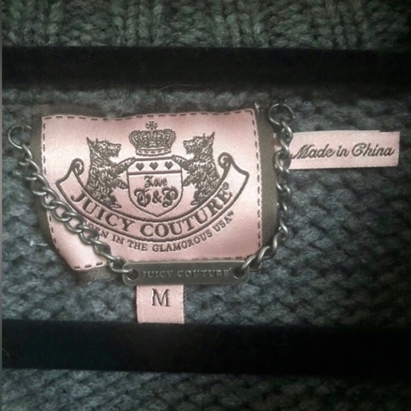 JUICY COUTURE y2K button up sweater coat or cardigan sweater wool & faux fur M - Picture 5 of 13